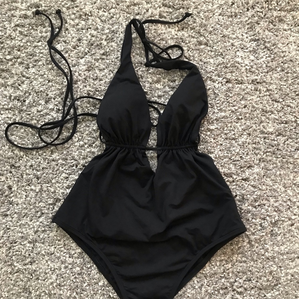 L*space black one piece bathing suit